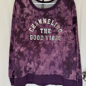 Torrid sleep sweat shirt 2 “ channeling the good vibe” purple very pretty